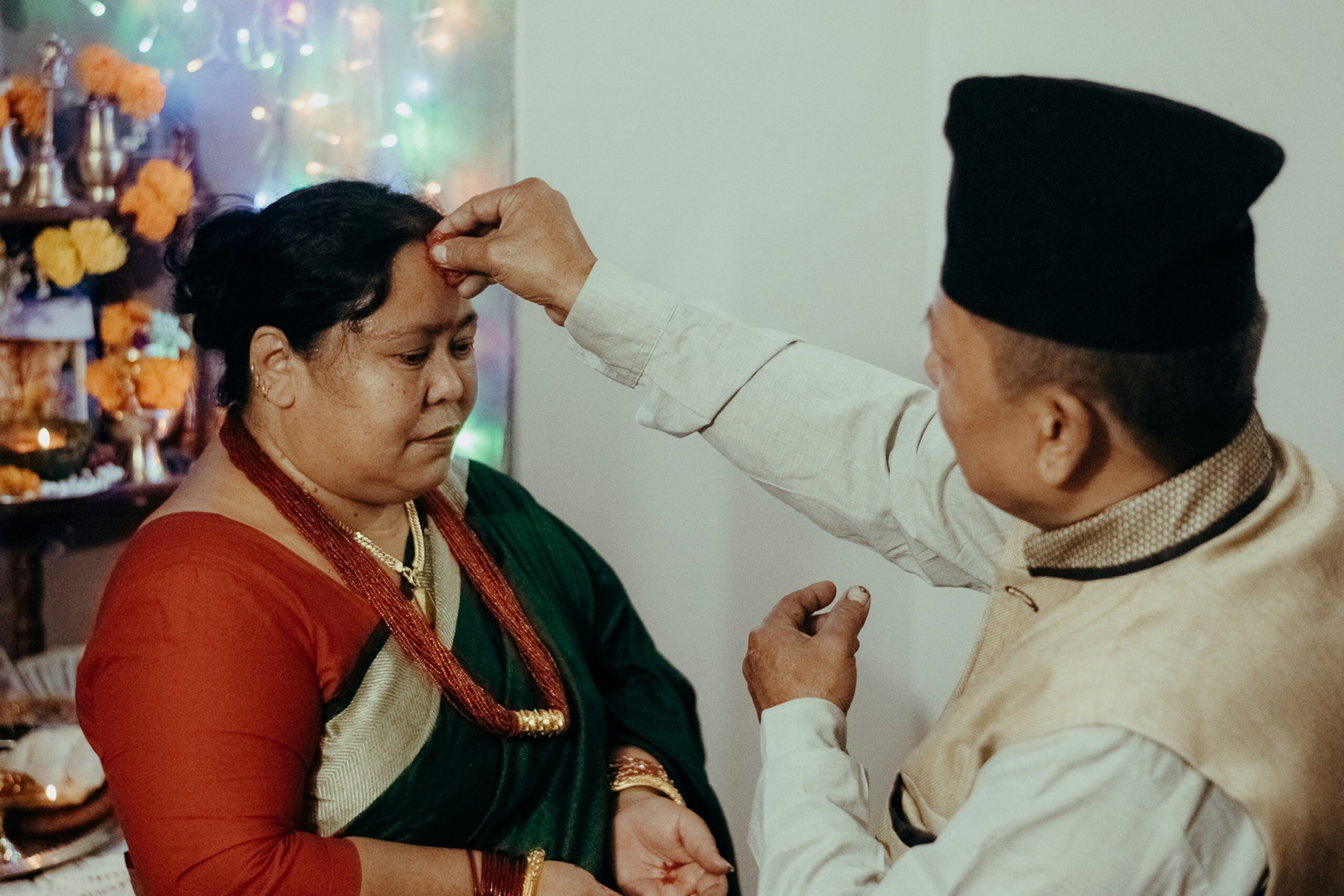 A woman receiving acupuncture treatment for weight loss